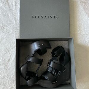 New ALL SAINTS Leather Rotchiko Wedge